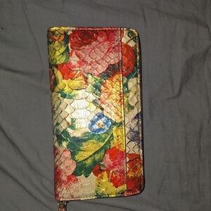 Colorful Floral Snake Print Wallet